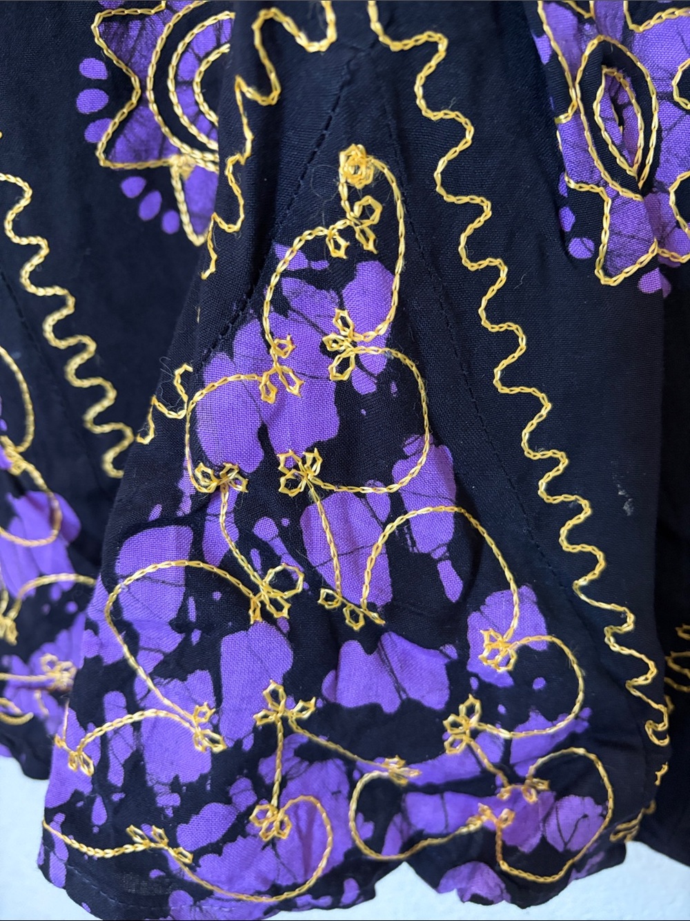 Black and Purple Embroidered Smocked Mini Dress - Picture 5 of 9
